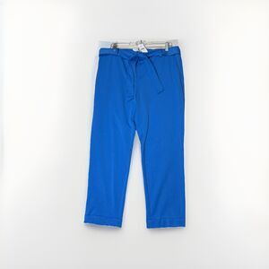 LOFT Womens Blue Slim Tie Waist Cuffed Ankle Trousers Pants Size 14 Professional